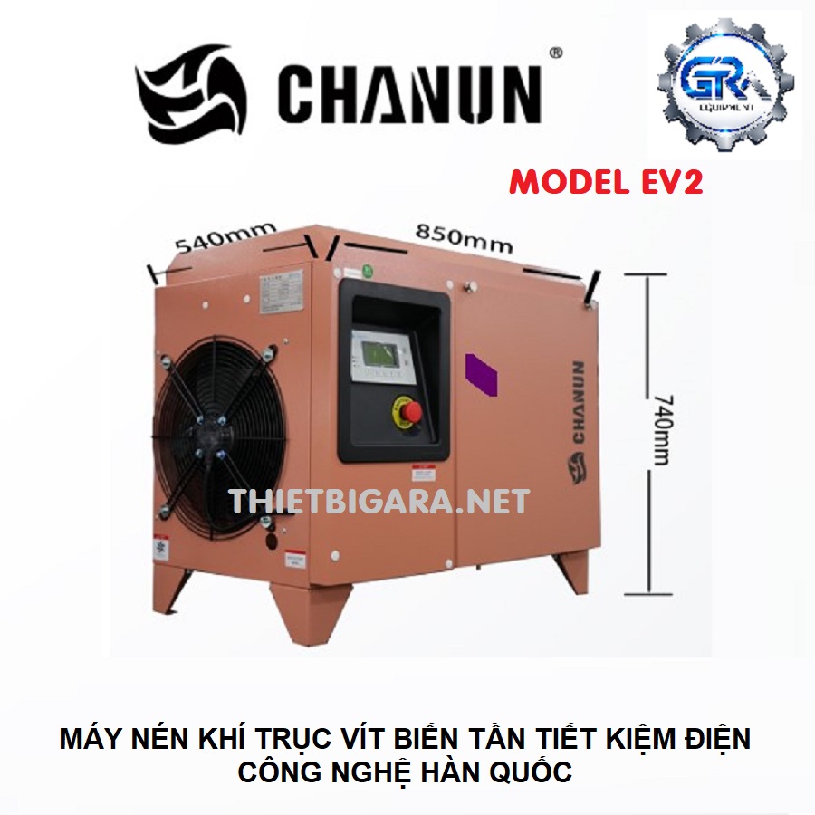 Máy Nén Khí Trục Vít Biến Tần Không Dầu Chanun EV2 10Hp 7,5Kw